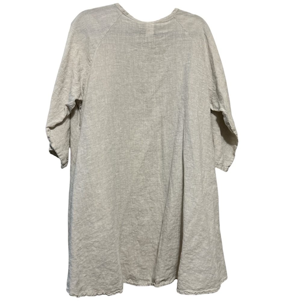 Match Point USA Linen Open Front Beige Cardigan Sz L Boho Natural Fiber Basic - Picture 2 of 8